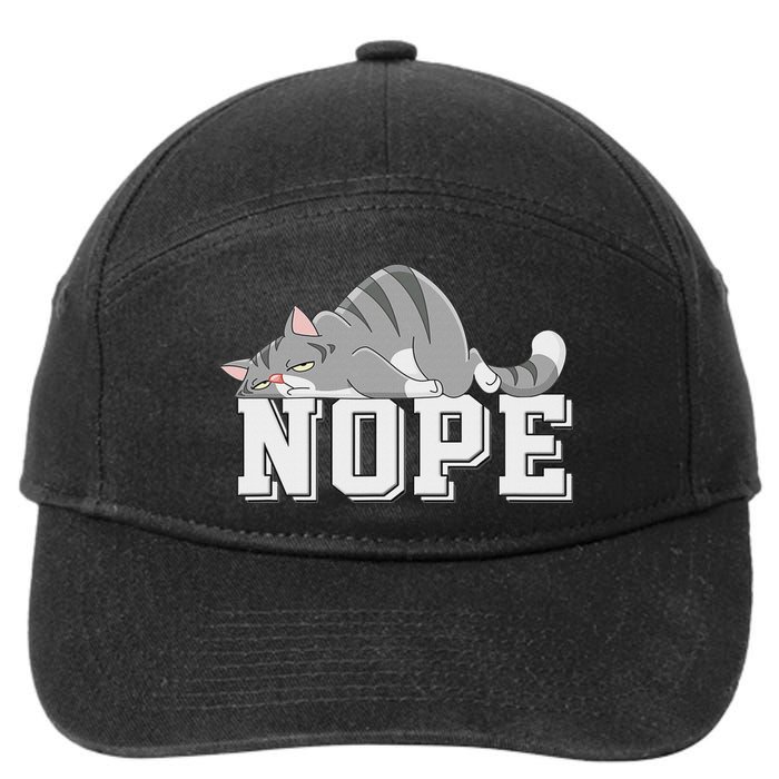Funny Lazy Cat Nope Not Today Cat 7-Panel Snapback Hat