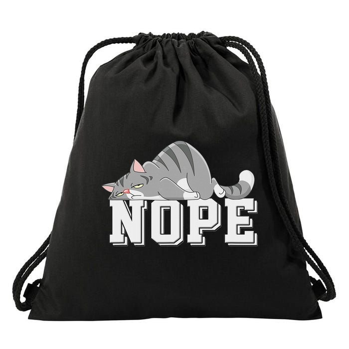Funny Lazy Cat Nope Not Today Cat Drawstring Bag