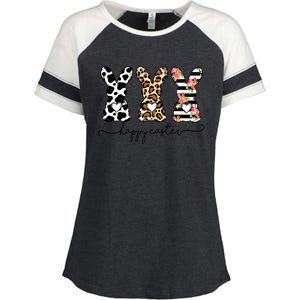 Funny Leopard Cow Print Easter Bunnies Happy Easter Day Gift Enza Ladies Jersey Colorblock Tee