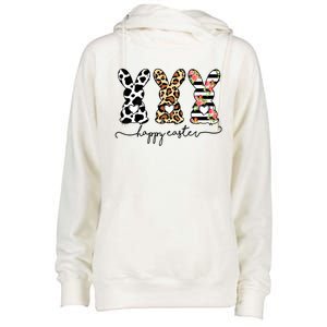 Funny Leopard Cow Print Easter Bunnies Happy Easter Day Gift Womens Funnel Neck Pullover Hood