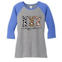 Funny Leopard Cow Print Easter Bunnies Happy Easter Day Gift Women's Tri-Blend 3/4-Sleeve Raglan Shirt