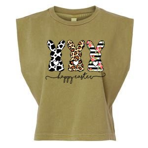 Funny Leopard Cow Print Easter Bunnies Happy Easter Day Gift Garment-Dyed Women's Muscle Tee