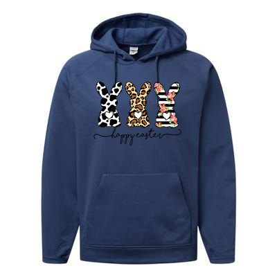 Funny Leopard Cow Print Easter Bunnies Happy Easter Day Gift Performance Fleece Hoodie