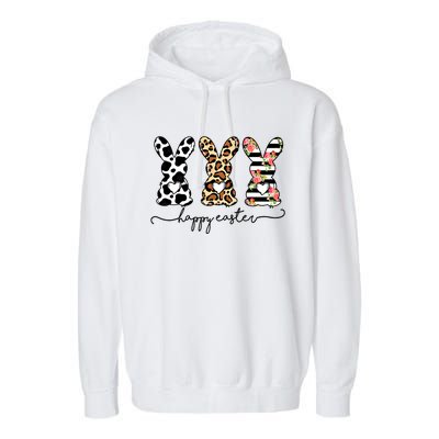 Funny Leopard Cow Print Easter Bunnies Happy Easter Day Gift Garment-Dyed Fleece Hoodie