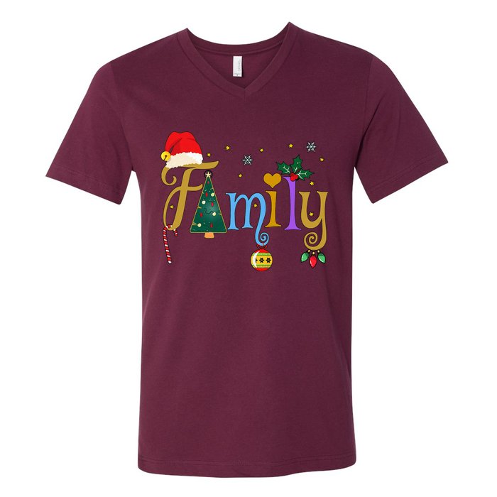 Family Letters Christmas Style Love My Family Christmas V-Neck T-Shirt