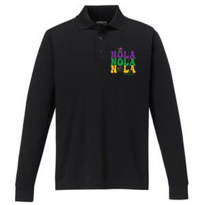 Funny Louisiana Culture We Stand Nola Strongnew Orleans Performance Long Sleeve Polo