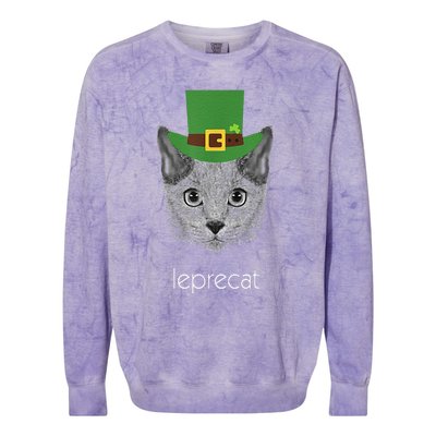 Funny Leprechaun Cat Leprecat St Patricks Day Colorblast Crewneck Sweatshirt