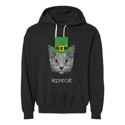 Funny Leprechaun Cat Leprecat St Patricks Day Garment-Dyed Fleece Hoodie