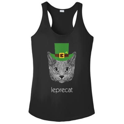 Funny Leprechaun Cat Leprecat St Patricks Day Ladies PosiCharge Competitor Racerback Tank