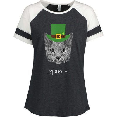 Funny Leprechaun Cat Leprecat St Patricks Day Enza Ladies Jersey Colorblock Tee