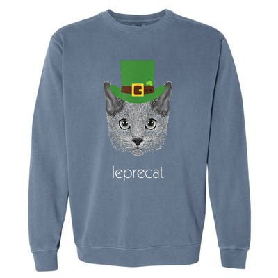 Funny Leprechaun Cat Leprecat St Patricks Day Garment-Dyed Sweatshirt