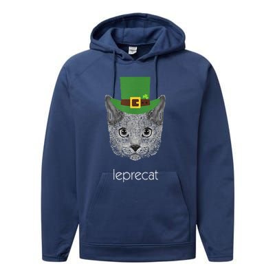 Funny Leprechaun Cat Leprecat St Patricks Day Performance Fleece Hoodie