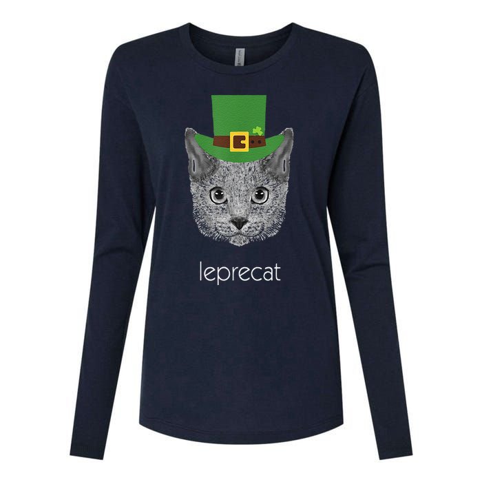 Funny Leprechaun Cat Leprecat St Patricks Day Womens Cotton Relaxed Long Sleeve T-Shirt