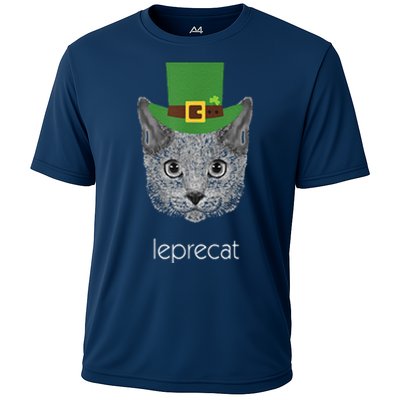 Funny Leprechaun Cat Leprecat St Patricks Day Cooling Performance Crew T-Shirt