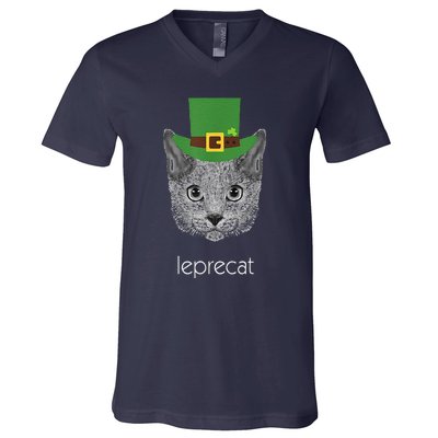 Funny Leprechaun Cat Leprecat St Patricks Day V-Neck T-Shirt