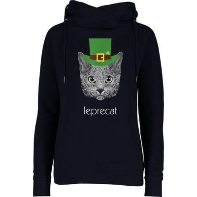 Funny Leprechaun Cat Leprecat St Patricks Day Womens Funnel Neck Pullover Hood