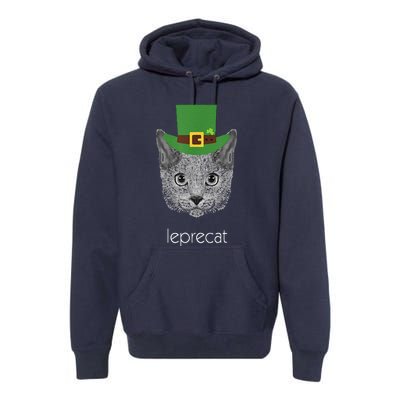 Funny Leprechaun Cat Leprecat St Patricks Day Premium Hoodie