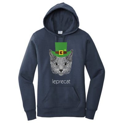 Funny Leprechaun Cat Leprecat St Patricks Day Women's Pullover Hoodie