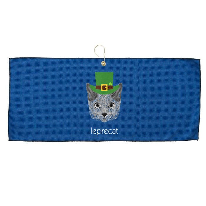 Funny Leprechaun Cat Leprecat St Patricks Day Large Microfiber Waffle Golf Towel