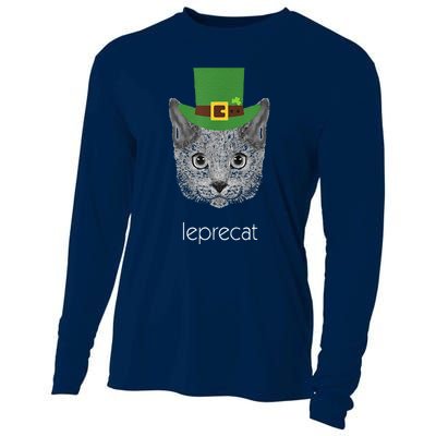 Funny Leprechaun Cat Leprecat St Patricks Day Cooling Performance Long Sleeve Crew