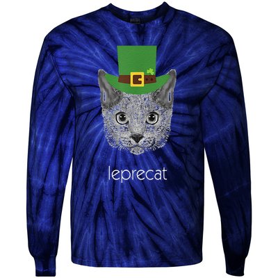 Funny Leprechaun Cat Leprecat St Patricks Day Tie-Dye Long Sleeve Shirt