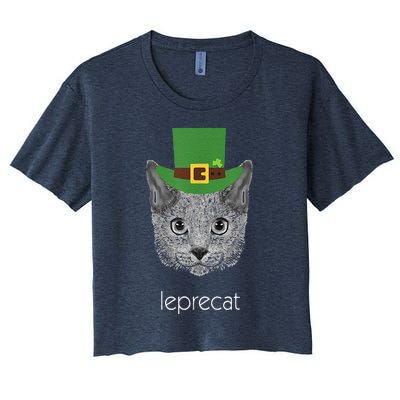 Funny Leprechaun Cat Leprecat St Patricks Day Women's Crop Top Tee