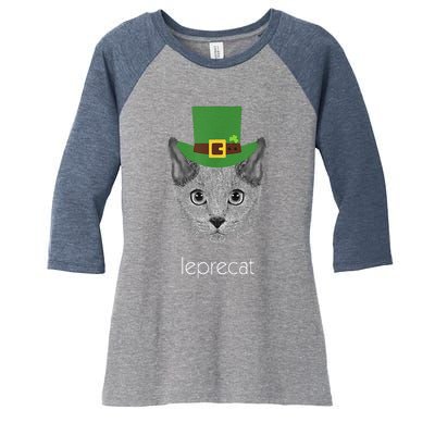 Funny Leprechaun Cat Leprecat St Patricks Day Women's Tri-Blend 3/4-Sleeve Raglan Shirt