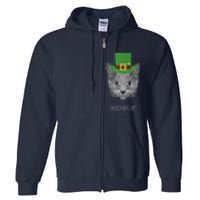 Funny Leprechaun Cat Leprecat St Patricks Day Full Zip Hoodie