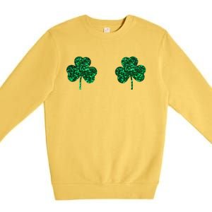 Four Leaf Clover Boobs Lucky St Patricks Day Premium Crewneck Sweatshirt