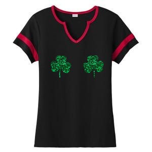 Four Leaf Clover Boobs Lucky St Patricks Day Ladies Halftime Notch Neck Tee