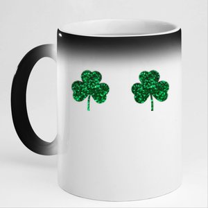 Four Leaf Clover Boobs Lucky St Patricks Day 11oz Black Color Changing Mug