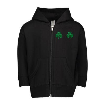 Four Leaf Clover Boobs Lucky St Patricks Day Toddler Zip Fleece Hoodie