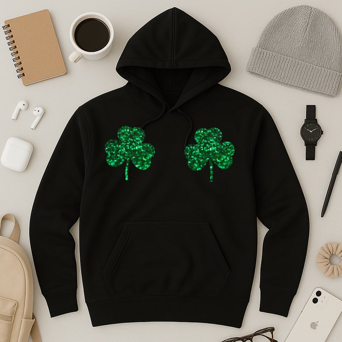 Four Leaf Clover Boobs Lucky St Patricks Day Hoodie