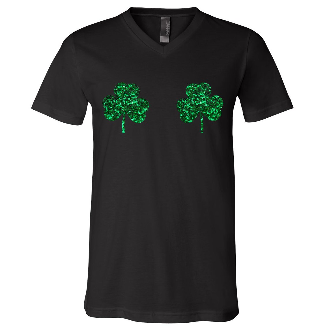 Four Leaf Clover Boobs Lucky St Patricks Day V-Neck T-Shirt