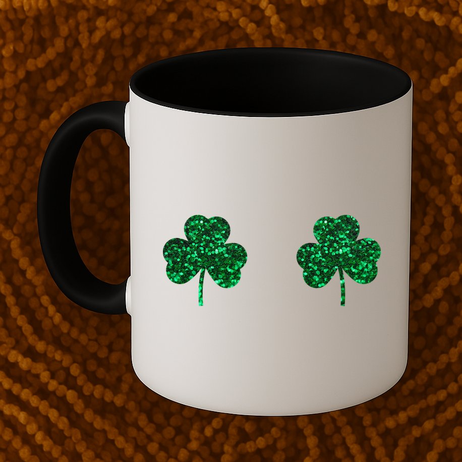 Four Leaf Clover Boobs Lucky St Patricks Day Mug