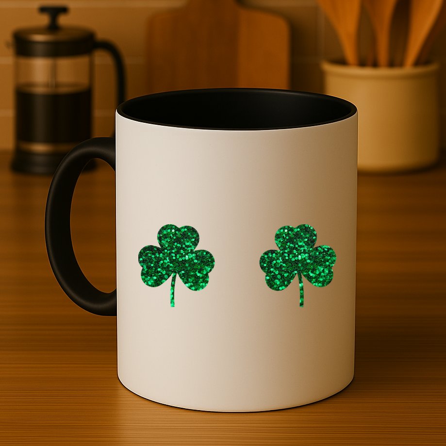 Four Leaf Clover Boobs Lucky St Patricks Day Mug