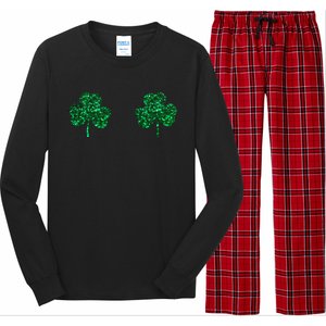 Four Leaf Clover Boobs Lucky St Patricks Day Long Sleeve Pajama Set