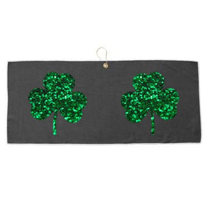 Four Leaf Clover Boobs Lucky St Patricks Day Large Microfiber Waffle Golf Towel