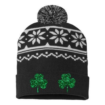 Four Leaf Clover Boobs Lucky St Patricks Day USA-Made Snowflake Beanie