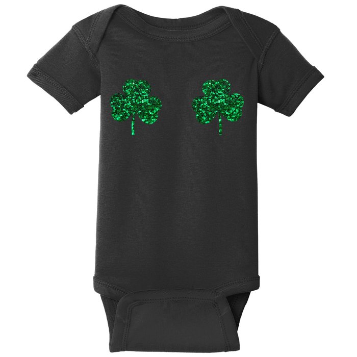 Four Leaf Clover Boobs Lucky St Patricks Day Baby Bodysuit