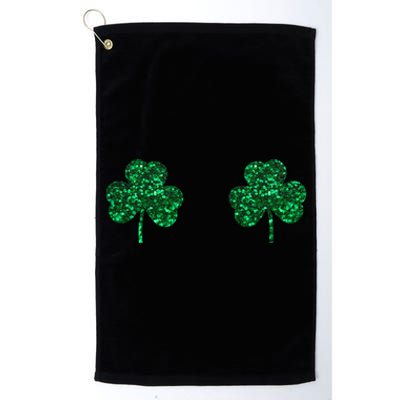 Four Leaf Clover Boobs Lucky St Patricks Day Platinum Collection Golf Towel