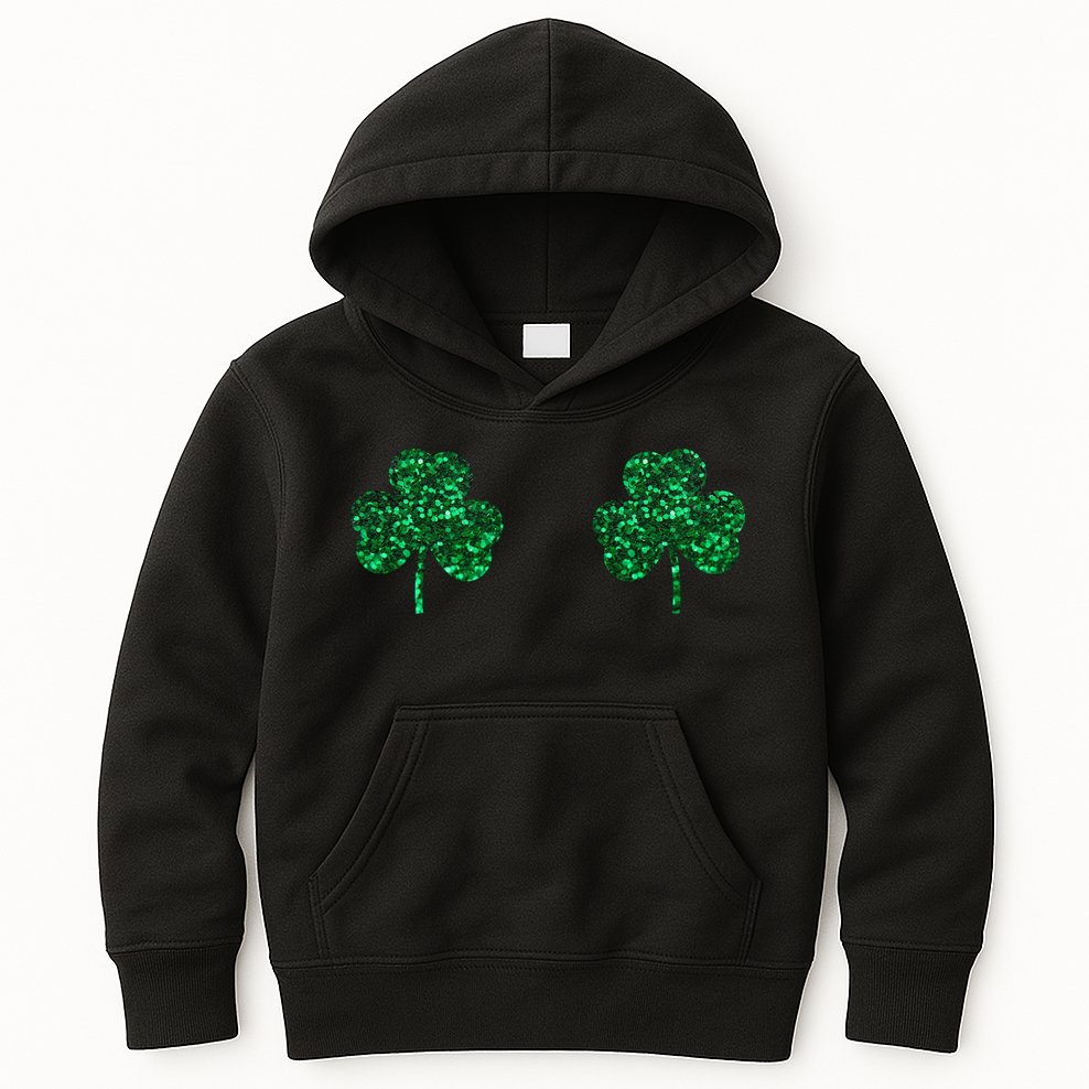 Four Leaf Clover Boobs Lucky St Patricks Day Kids Hoodie