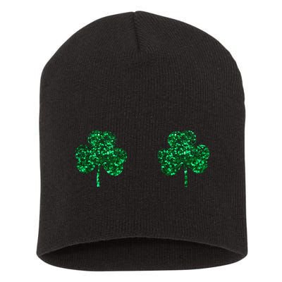 Four Leaf Clover Boobs Lucky St Patricks Day Short Acrylic Beanie