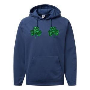 Four Leaf Clover Boobs Lucky St Patricks Day Performance Fleece Hoodie