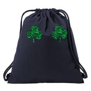 Four Leaf Clover Boobs Lucky St Patricks Day Drawstring Bag