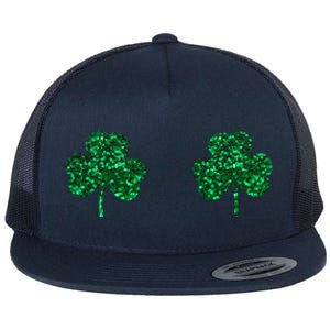 Four Leaf Clover Boobs Lucky St Patricks Day Flat Bill Trucker Hat