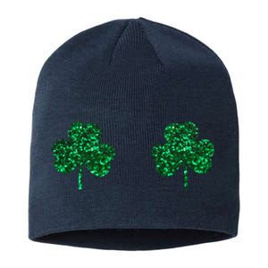 Four Leaf Clover Boobs Lucky St Patricks Day Sustainable Beanie