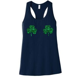 Four Leaf Clover Boobs Lucky St Patricks Day Women's Racerback Tank