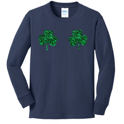 Four Leaf Clover Boobs Lucky St Patricks Day Kids Long Sleeve Shirt