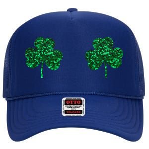 Four Leaf Clover Boobs Lucky St Patricks Day High Crown Mesh Back Trucker Hat